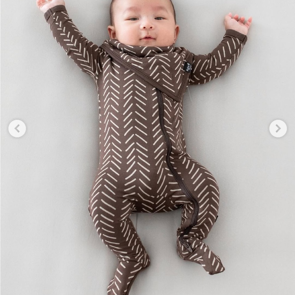 Kyte baby and mom matching pajamas espresso herringbone